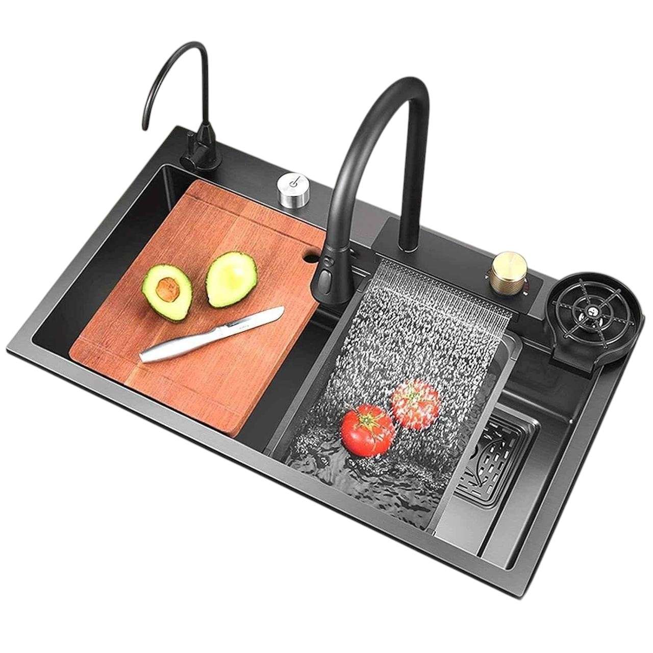 RAMONI Premium Stainless Steel Waterfall Smart Digital Luxury Kitchen Sink